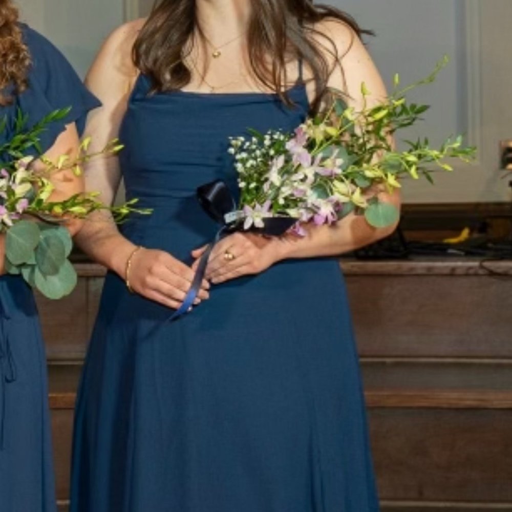 Sleeveless Cowl-Neck Bridesmaid's Dress